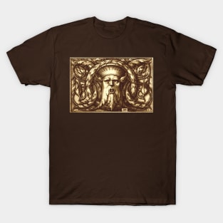 Green Man Renaissance Engraving Sepia T-Shirt